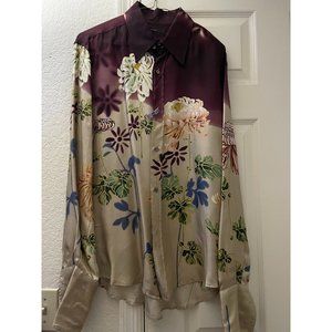 AUTH Rare Vintage GUCCI by Tom Ford 2001 Silk Chrysanthemum Floral Shirt
